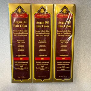 One 'n Only Argan Oil‎ Permanent Hair Color 3RV Dark Red Violet Brown 3oz 3-Pack